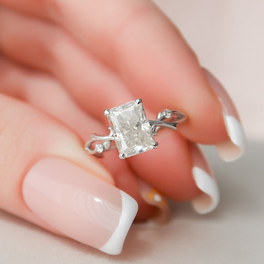 2.0CT Radiant Cut Twig Moissanite Diamond Engagement Ring