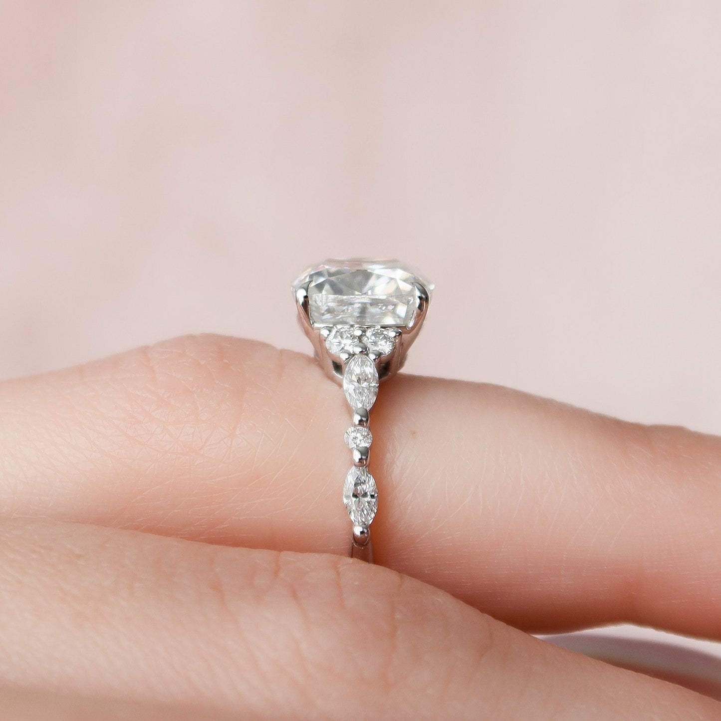 3.50CT Cushion Cut Cluster Moissanite Diamond Engagement Ring