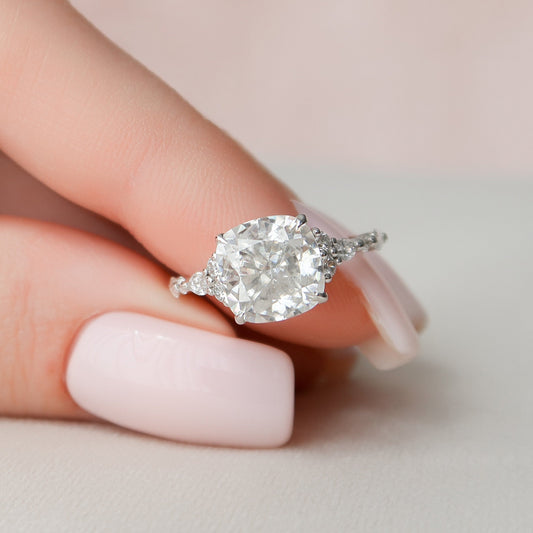 3.50CT Cushion Cut Cluster Moissanite Diamond Engagement Ring