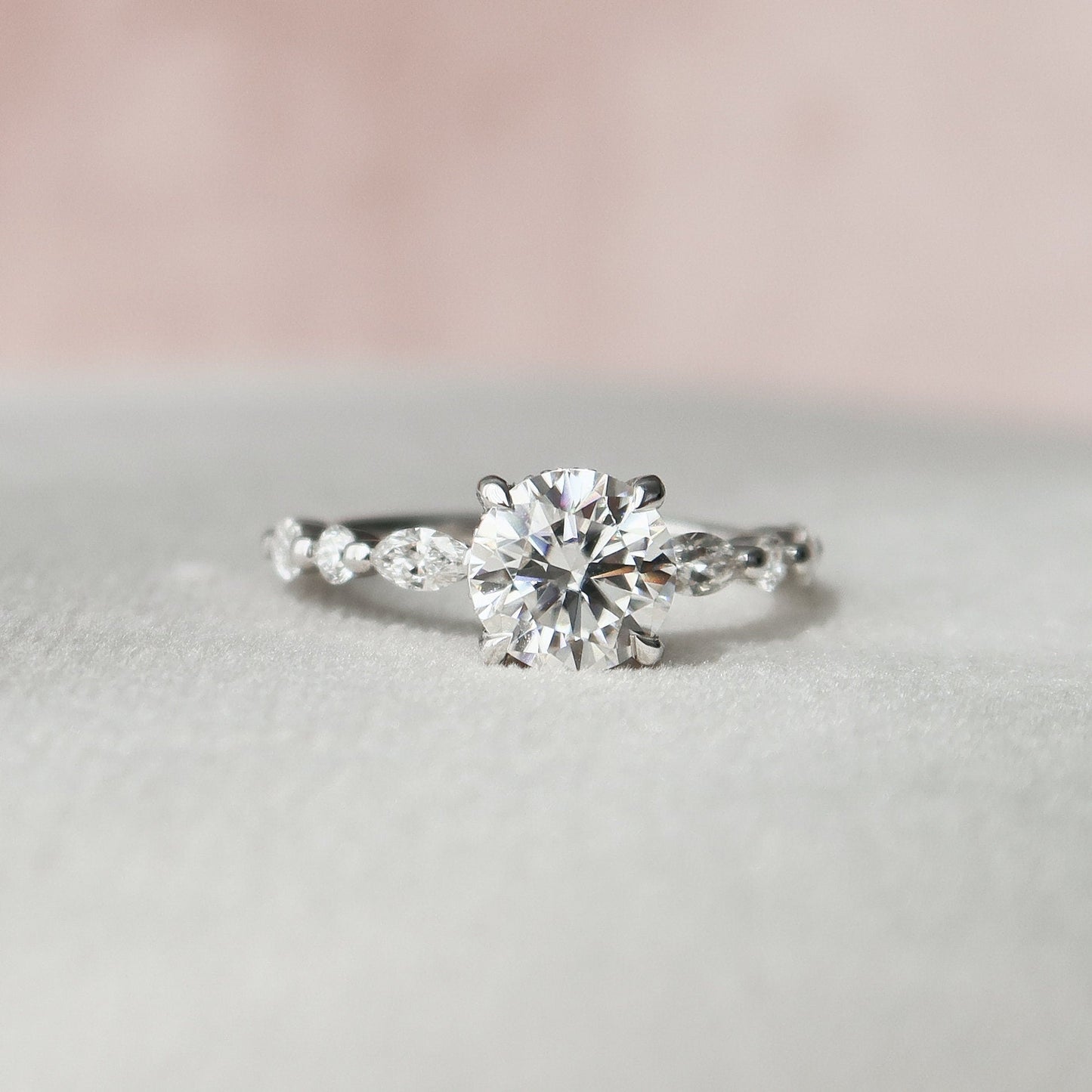 1.0CT Oval Cut Hidden Halo Moissanite Diamond Pave Engagement Ring