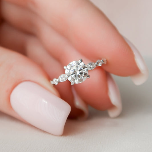 1.0CT Oval Cut Hidden Halo Moissanite Diamond Pave Engagement Ring