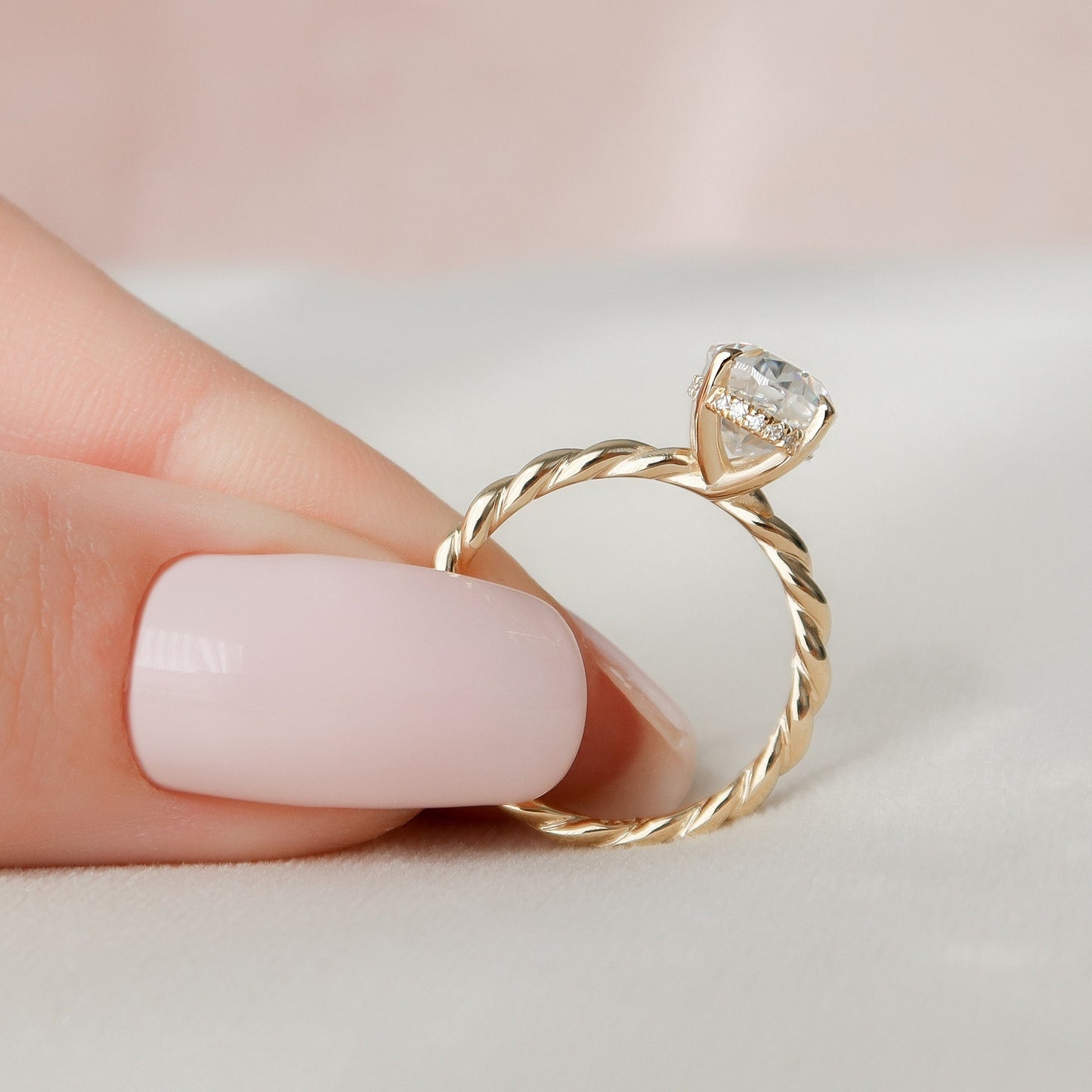 2.0CT Oval Cut Braided Moissanite Diamond Engagement Ring