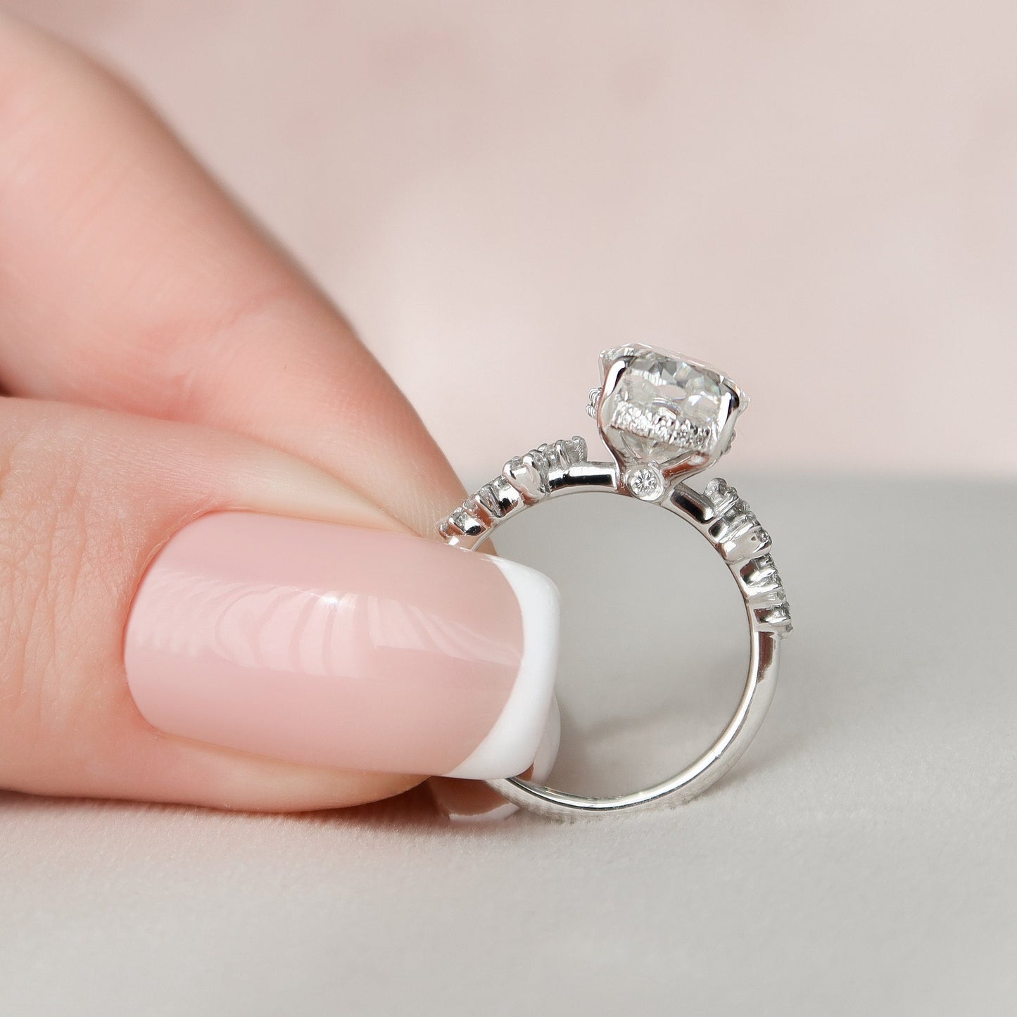 3.0CT Oval Cut Cluster Moissanite Diamond Engagement Ring