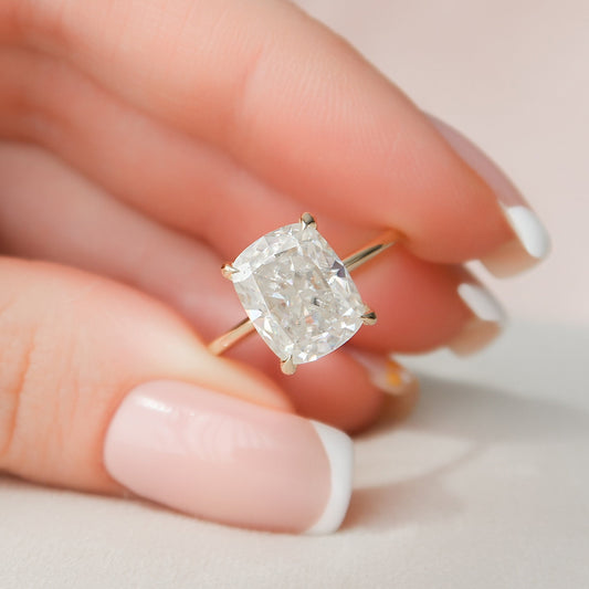 4.50CT Elongated Cushion Cut Moissanite Hidden Halo Diamond Engagement Ring
