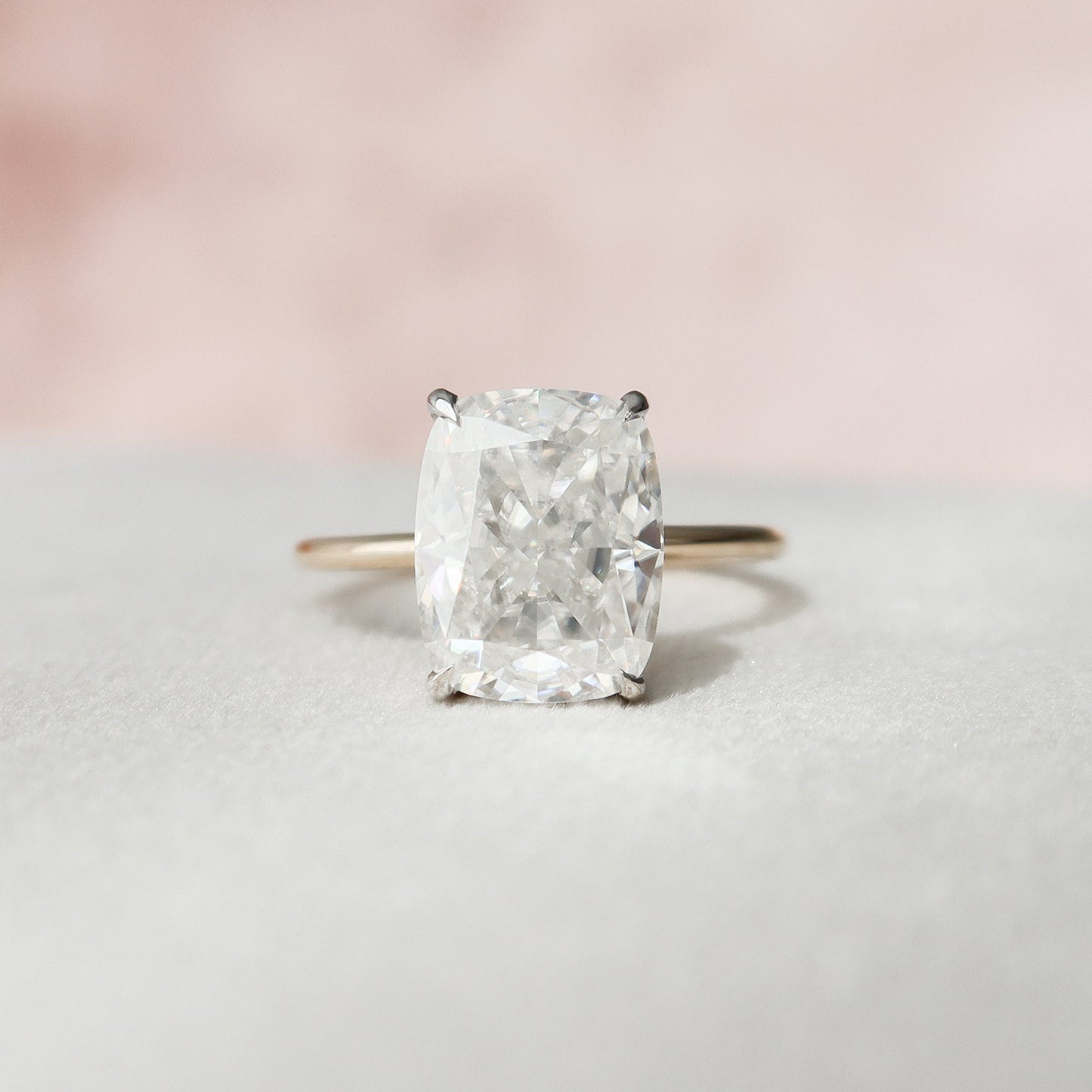 4.0CT Elongated Cushion Cut Moissanite Hidden Halo Diamond Engagement Ring