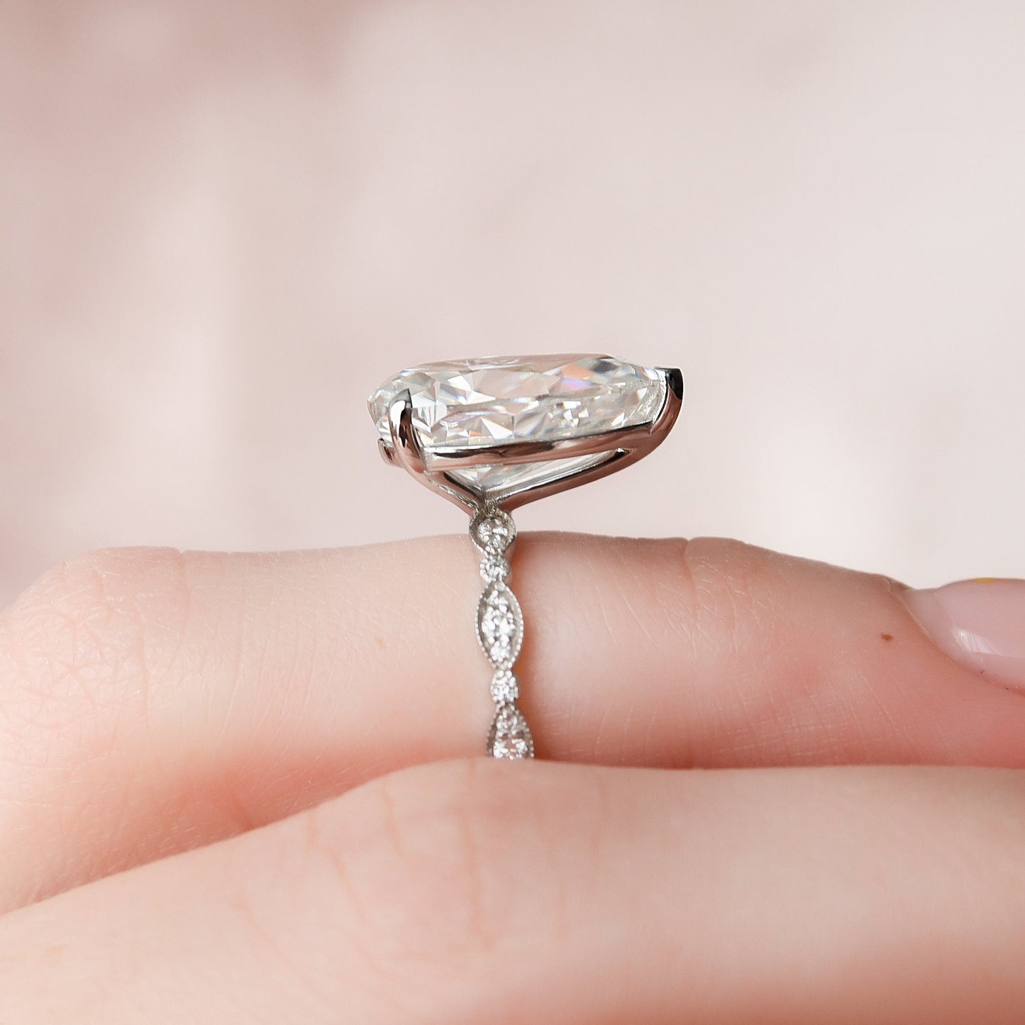 4.50CT Pear Cut Art Deco Moissanite Diamond Engagement Ring For Her
