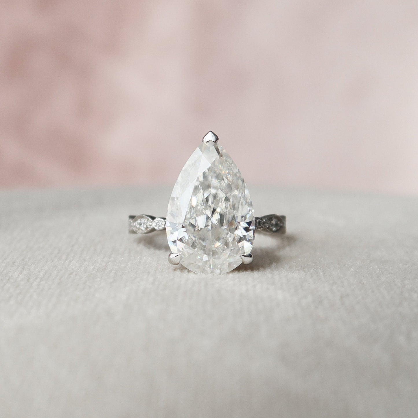 4.50CT Pear Cut Art Deco Moissanite Diamond Engagement Ring For Her