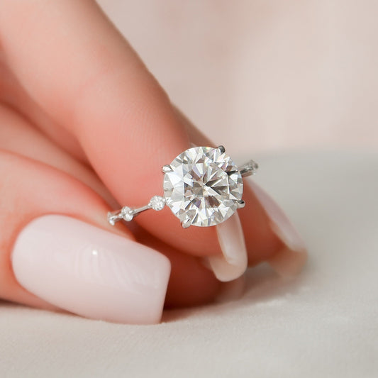 2.50CT Round Brilliant Cut Petite Pave Moissanite Diamond Engagement Ring