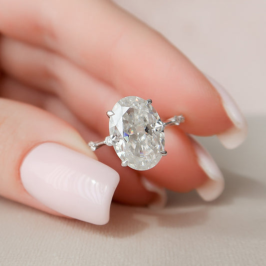 4.50CT Oval Cut Petite Pave Moissanite Diamond Engagement Ring