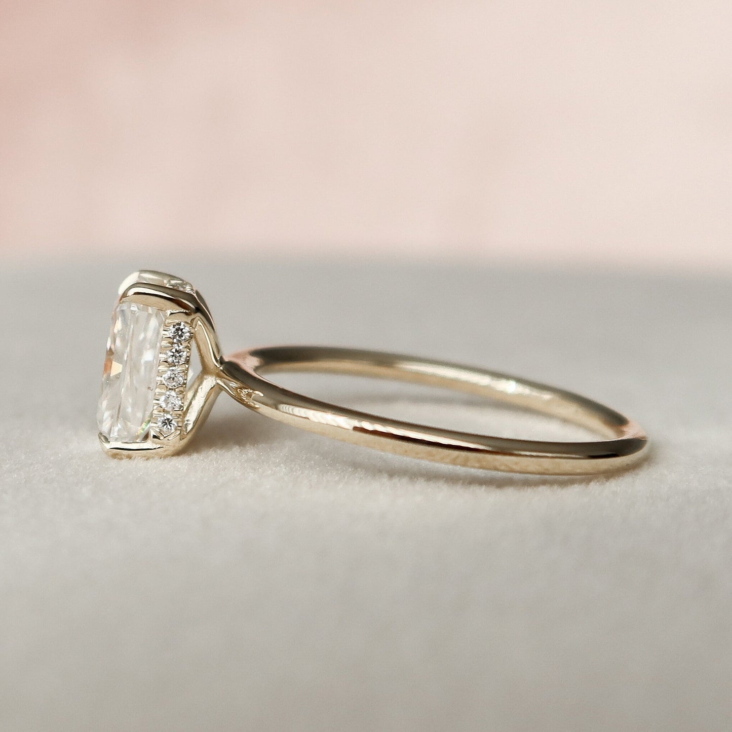 1.50CT Radiant Cut Moissanite Hidden Halo Engagement Ring - Ready to Ship