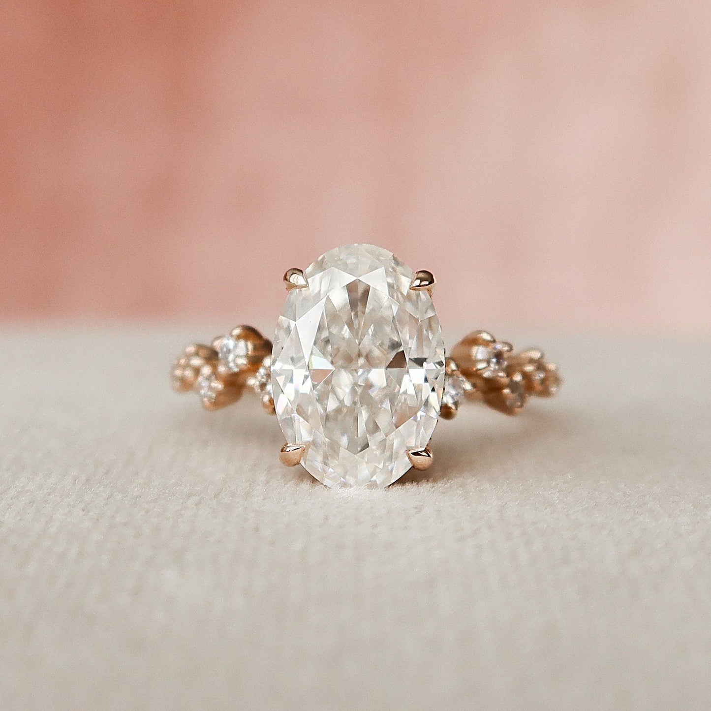 3.0CT Oval Cut Cluster Moissanite Diamond Engagement Ring