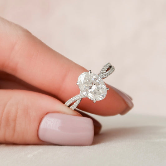 3.0CT Oval Cut Split Shank Moissanite Diamond Engagement Ring