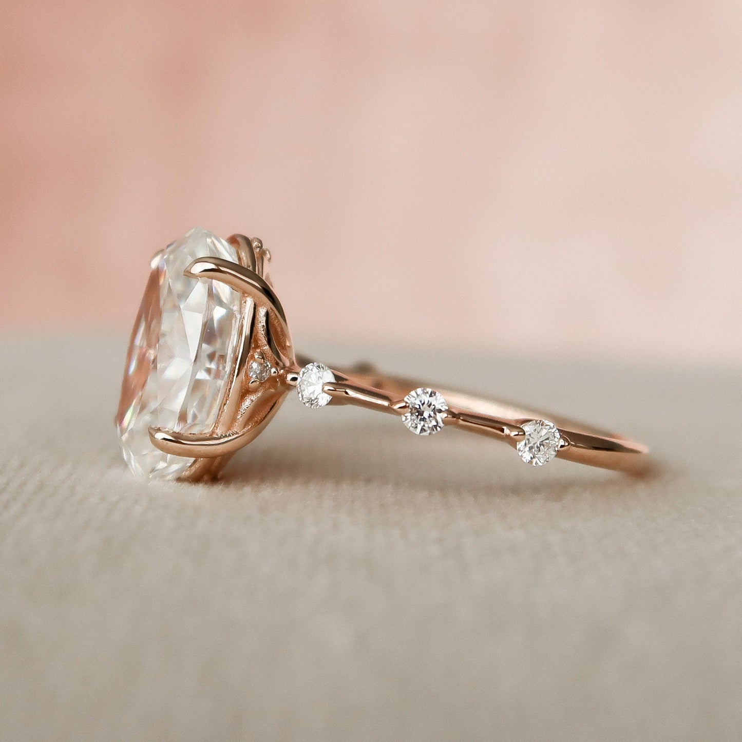 3.0CT Oval Cut Vintage Inspired Moissanite Engagement Ring
