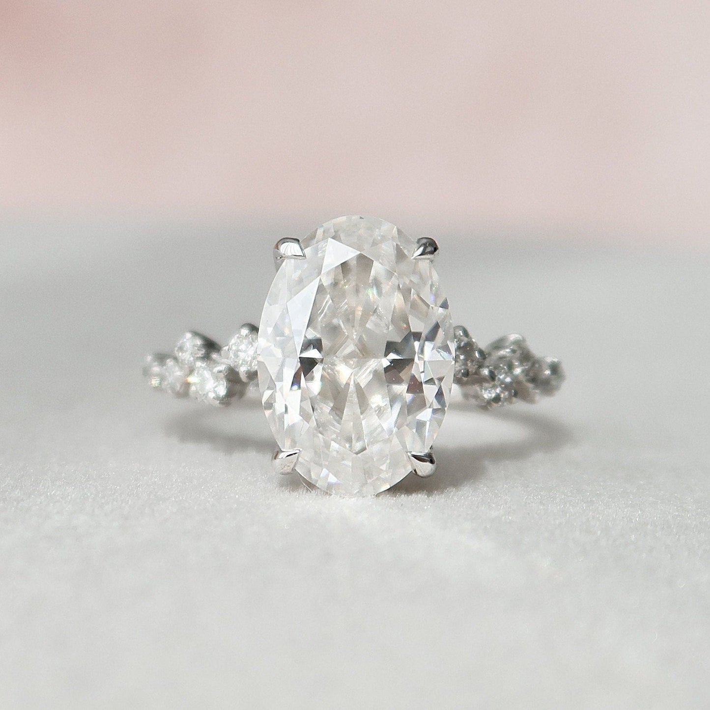 3.0CT Oval Cut Cluster Moissanite Diamond Engagement Ring