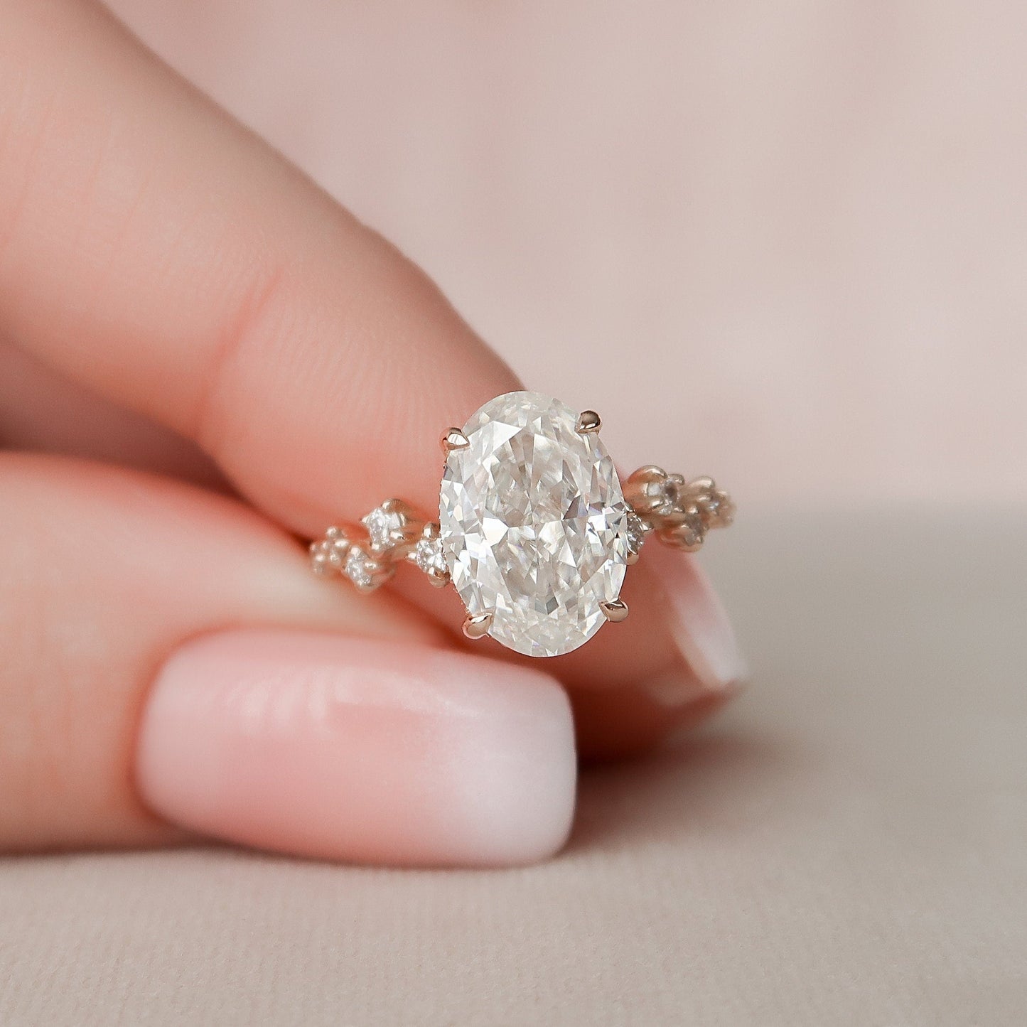 3.0CT Oval Cut Cluster Moissanite Diamond Engagement Ring