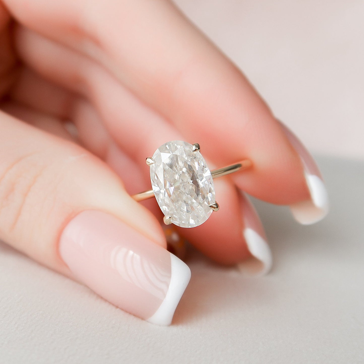 3.5 CT Oval Cut Moissanite Hidden Halo Engagement Ring