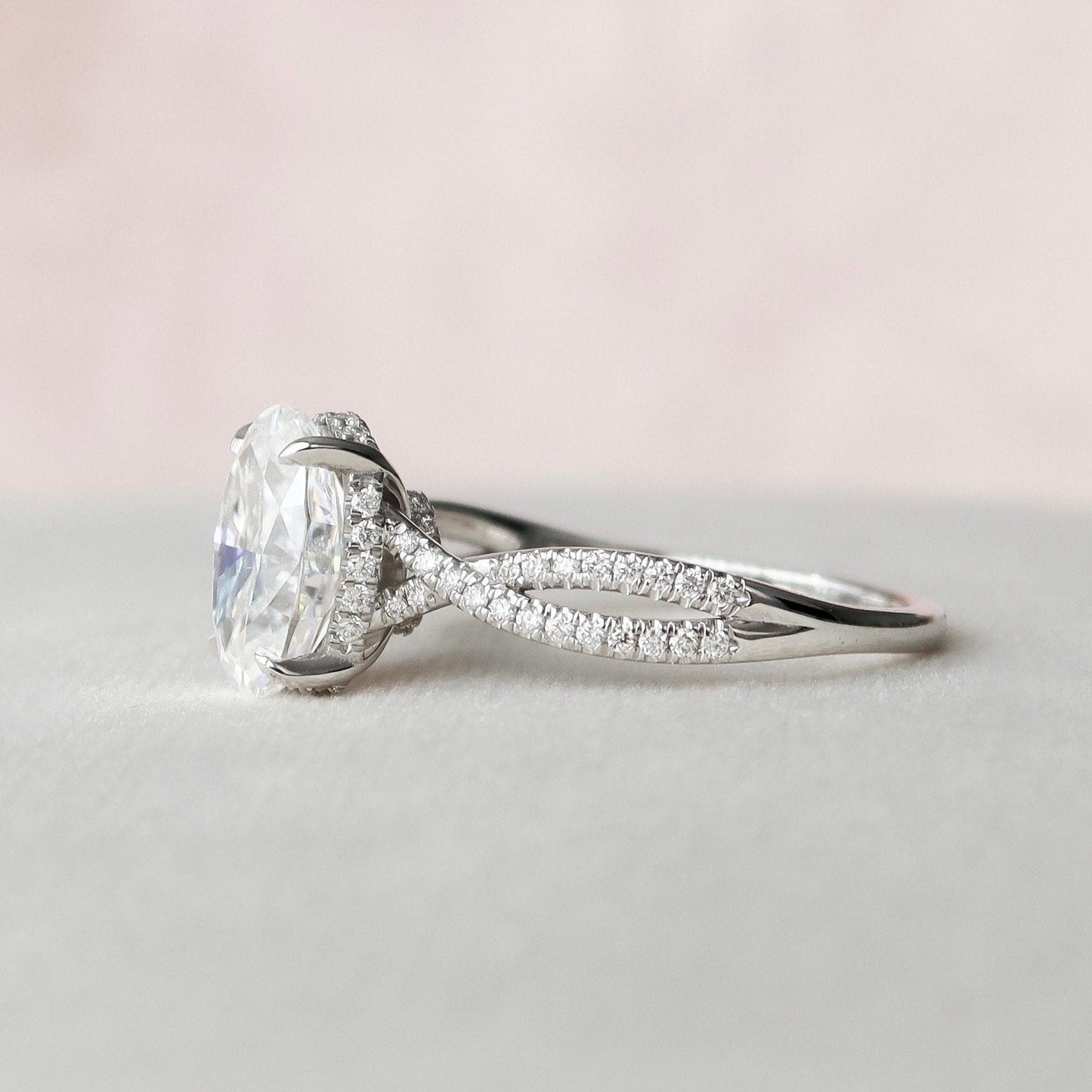 3.0CT Oval Cut Split Shank Moissanite Diamond Engagement Ring