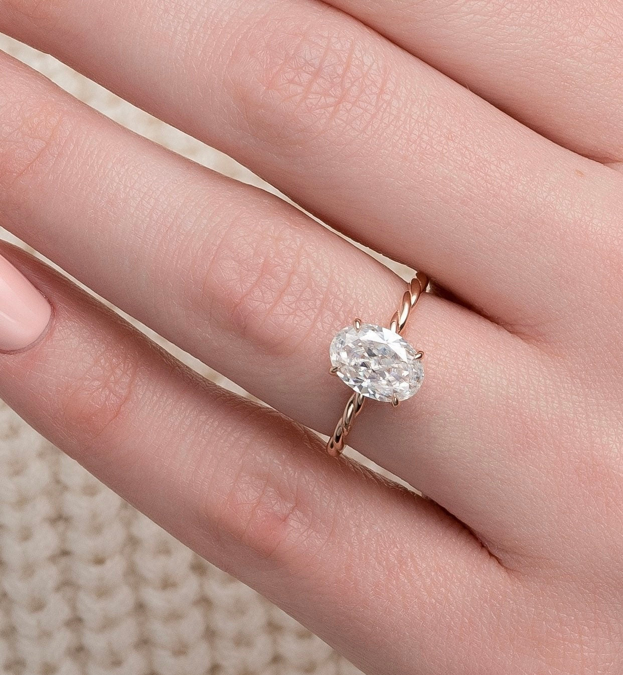 2.0CT Oval Cut Braided Moissanite Diamond Engagement Ring