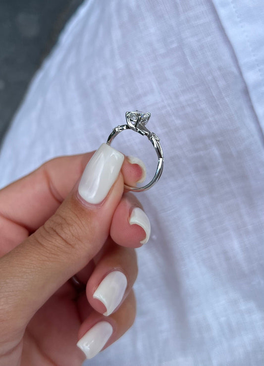 0.75 CT Round Cut Moissanite Twig Engagement Ring