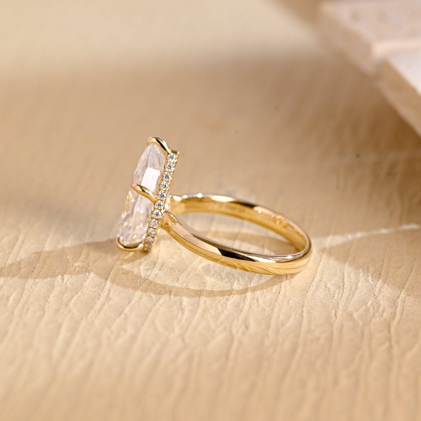 3.50CT Pear Diamond Hidden Halo Moissanite Engagement Ring