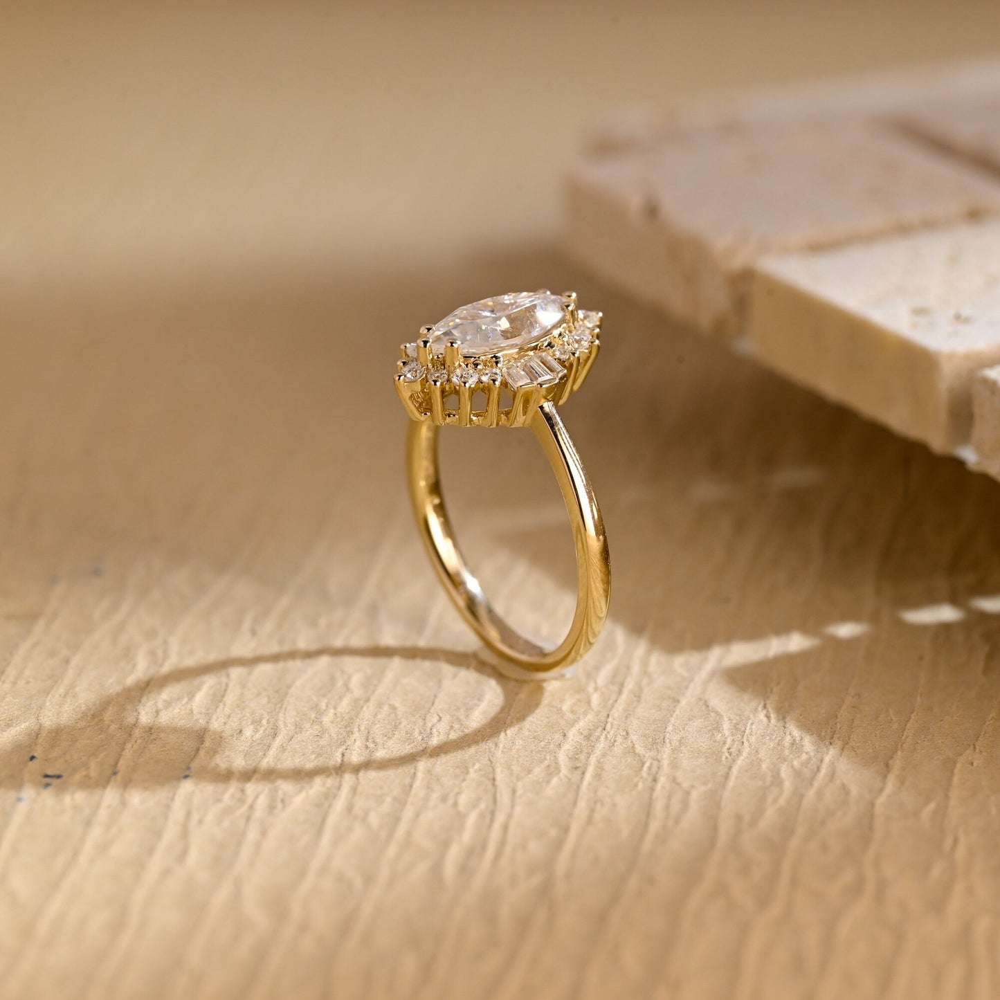 1.50CT Marquise Cut Cluster Moissanite Engagement Ring