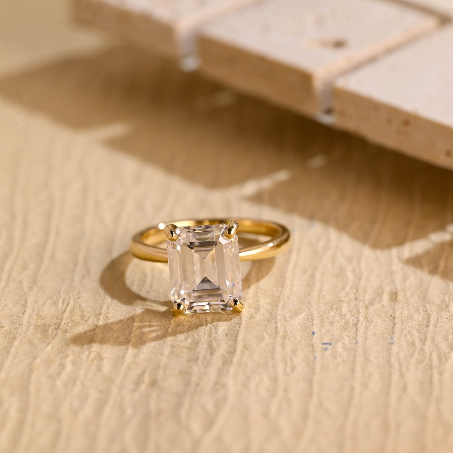 2.50CT Emerald Cut Solitaire Moissanite Engagement Ring
