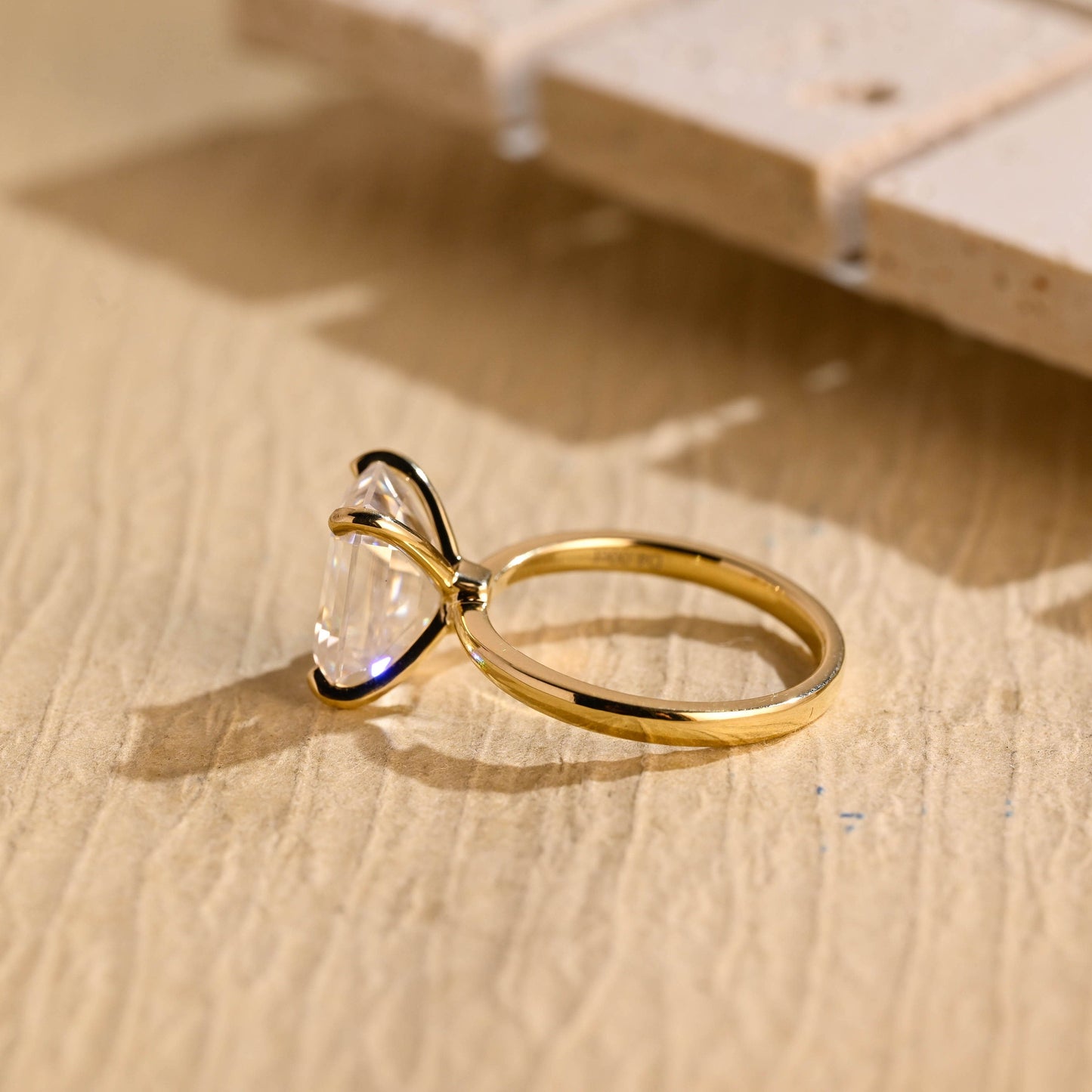 2.50CT Emerald Cut Solitaire Moissanite Engagement Ring
