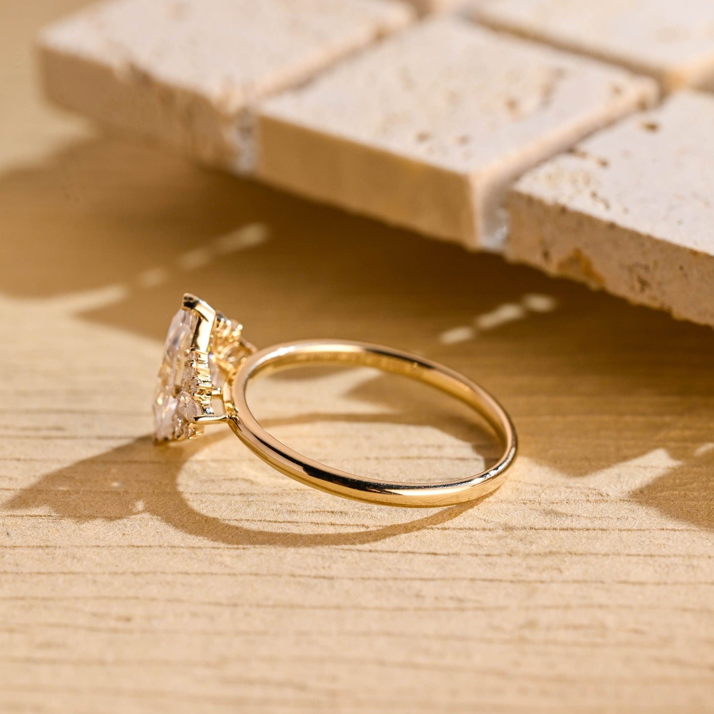 2.0CT Marquise Cut Cluster Moissanite Engagement Ring