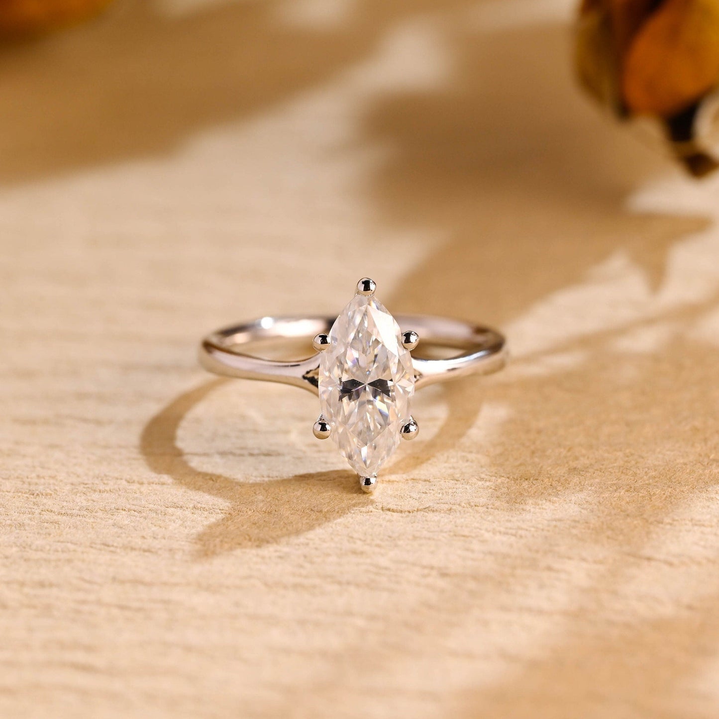 1.50CT Marquise Cut Solitaire Moissanite Engagement Ring