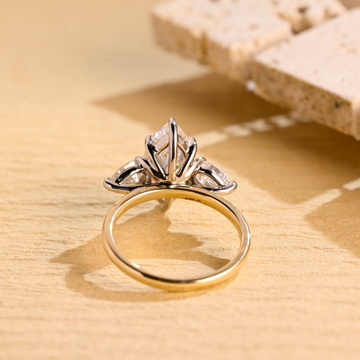 1.50CT Marquise Cut Three Stone Moissanite Engagement Ring