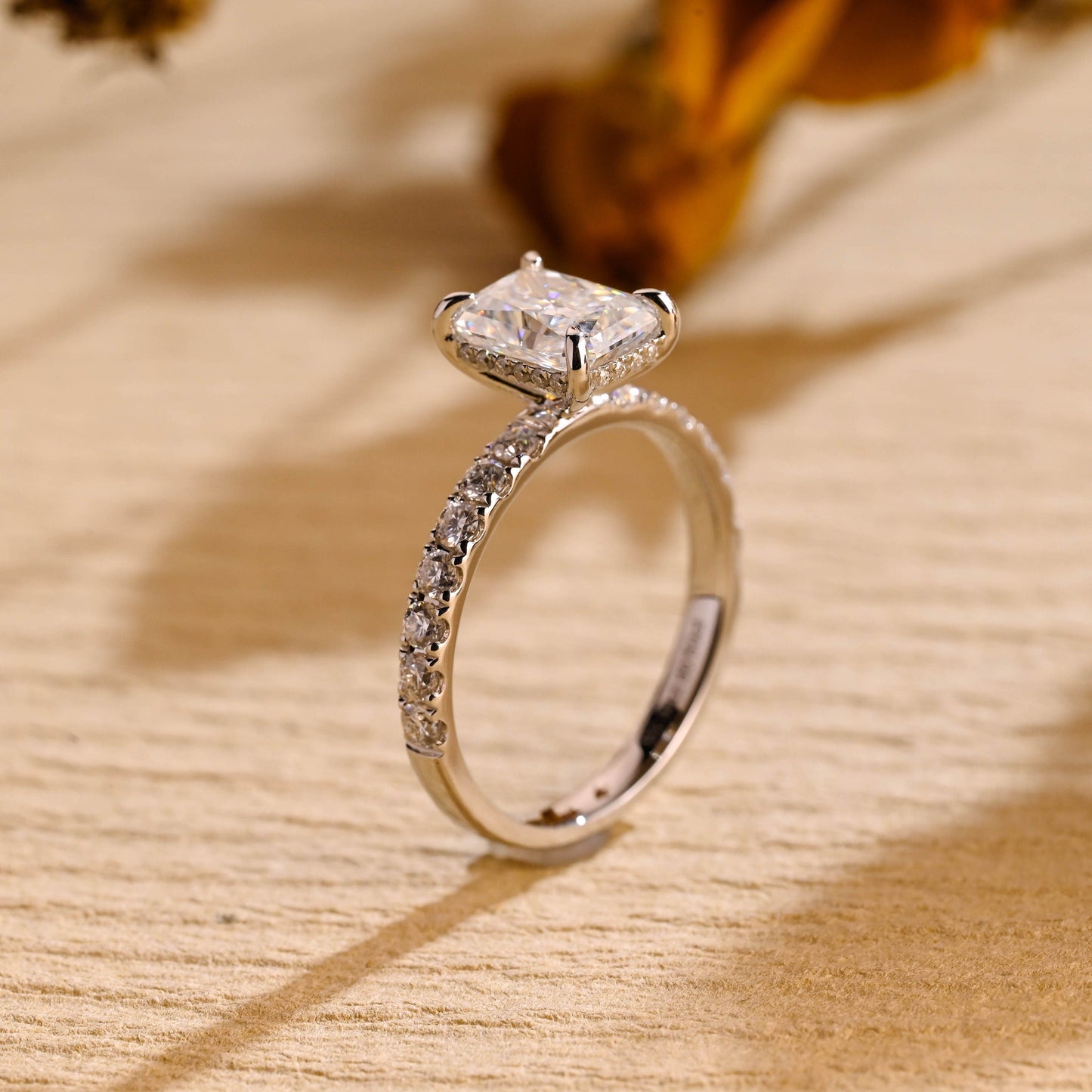 1.50CT Radaint Cut Pave Setting Moissanite Engagement Ring