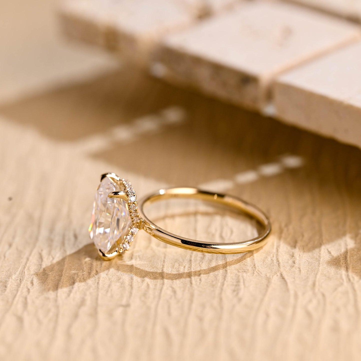 2.0CT Radiant Cut Hidden Halo Moissanite Engagement Ring