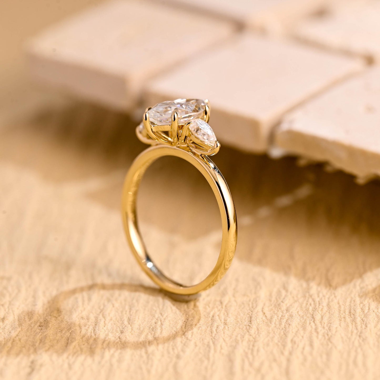 1.50CT Marquise Cut Three Stone Moissanite Engagement Ring