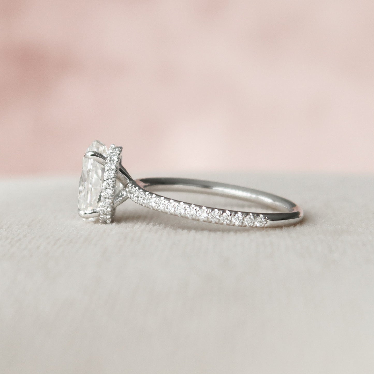 1.50CT Oval Cut Hidden Halo Moissanite Engagement Ring