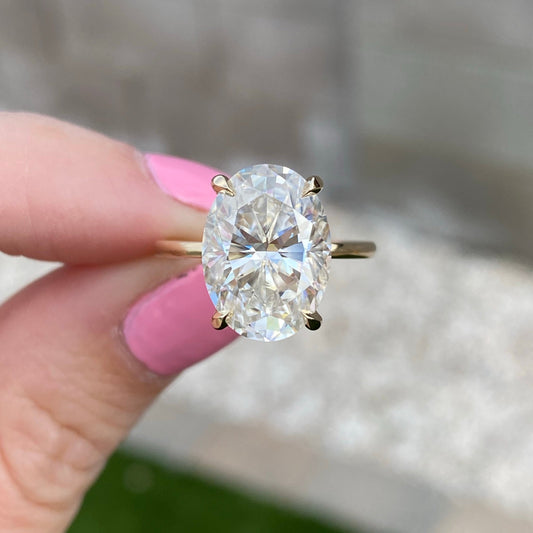 6.2CT Oval Diamond Solitaire Moissanite Engagement Ring