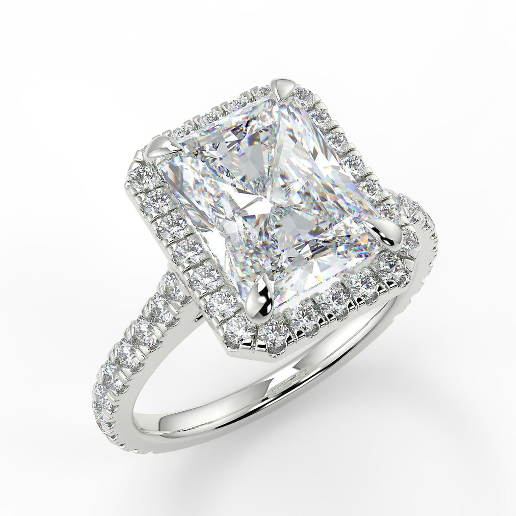 2.50 CT Radiant Moissanite Halo Engagement Ring