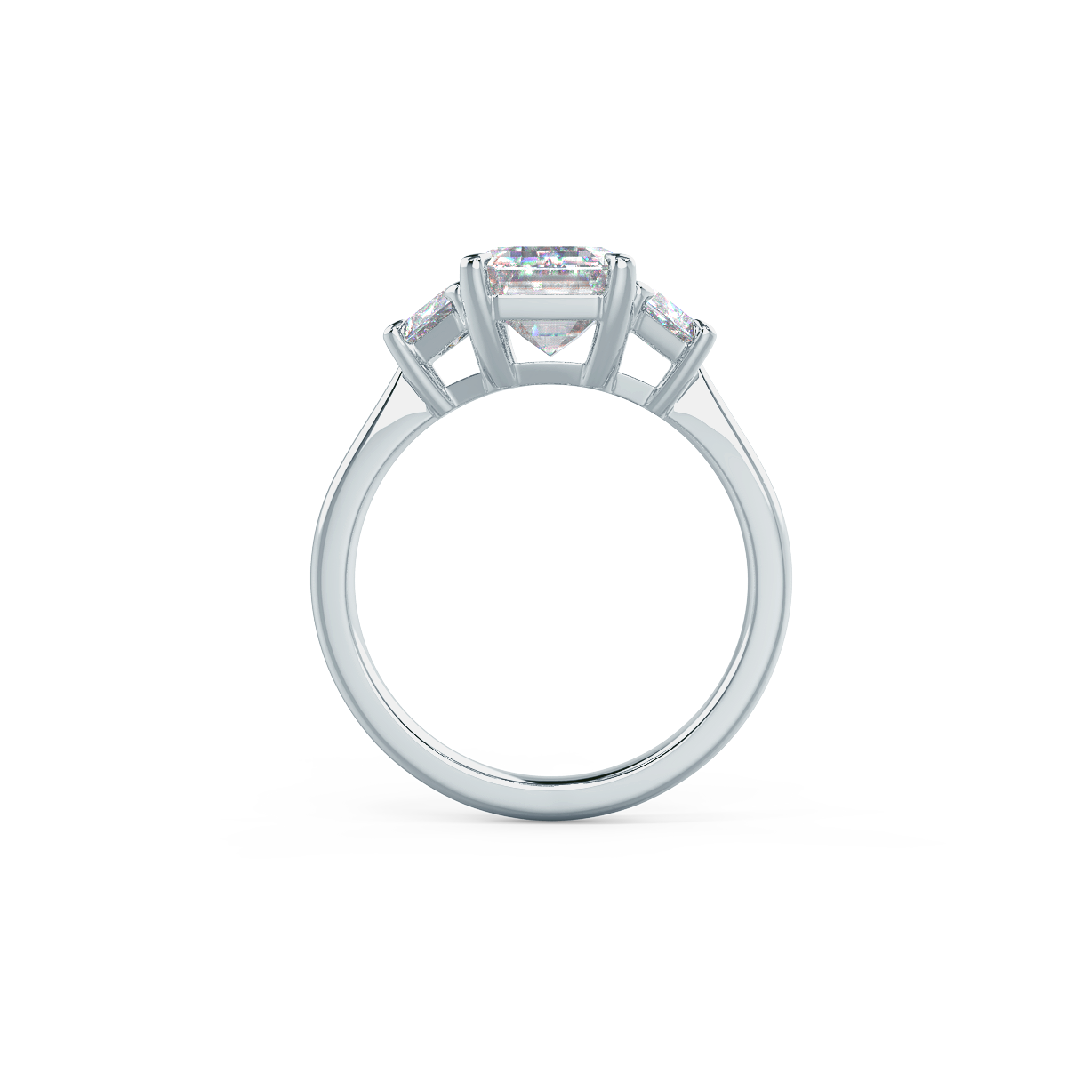 2.75CT Emerald Cut Moissanite Trapezoid Diamond Engagement Ring