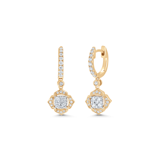 0.58 TCW Round Moissanite Diamond Drop Huggie Earrings