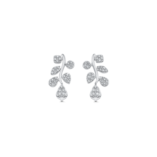 0.97 TCW Round Moissanite Diamond Cluster Drop Earrings