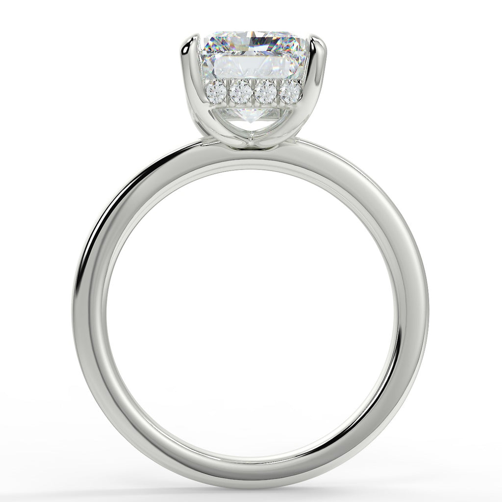 2.50 CT Radiant Moissanite Hidden Halo Engagement Ring