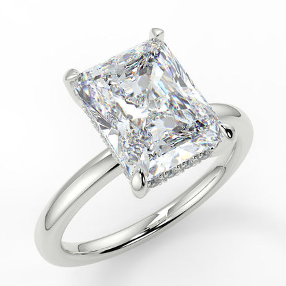 2.50 CT Radiant Moissanite Hidden Halo Engagement Ring