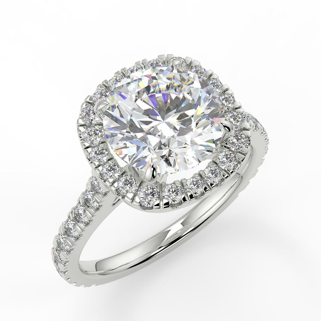 2.0 CT Round Moissanite Halo Engagement Ring