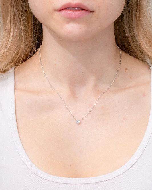 0.14TCW Round Moissanite Halo Necklace