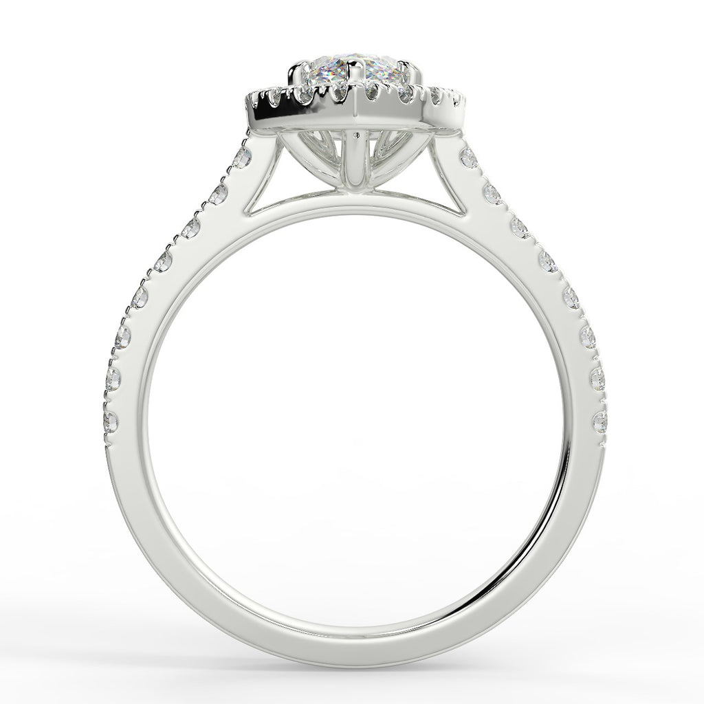 0.90 CT Marquise Moissanite Halo Engagement Ring