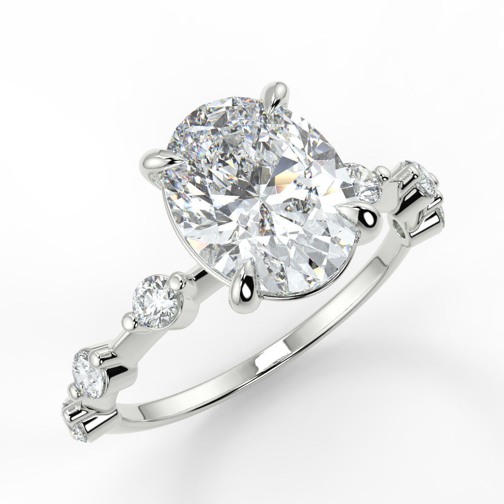 1.91 CT Oval Moissanite Dainty Pave Setting Engagement Ring