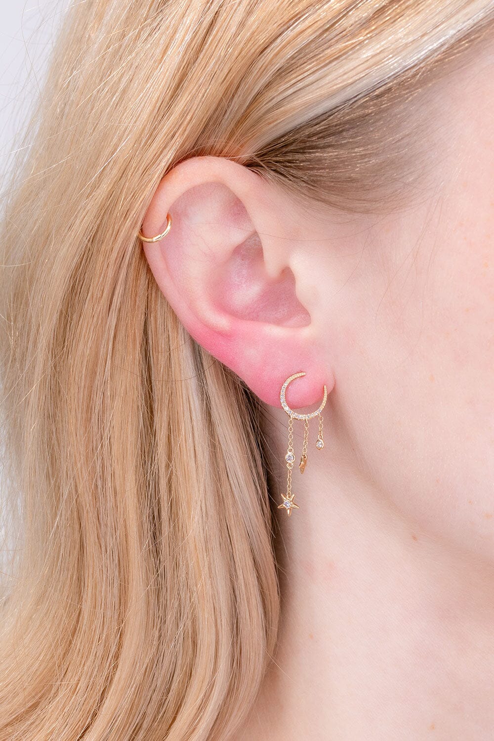 0.7TCW Round Moissanite Moon & Star Drip Earrings