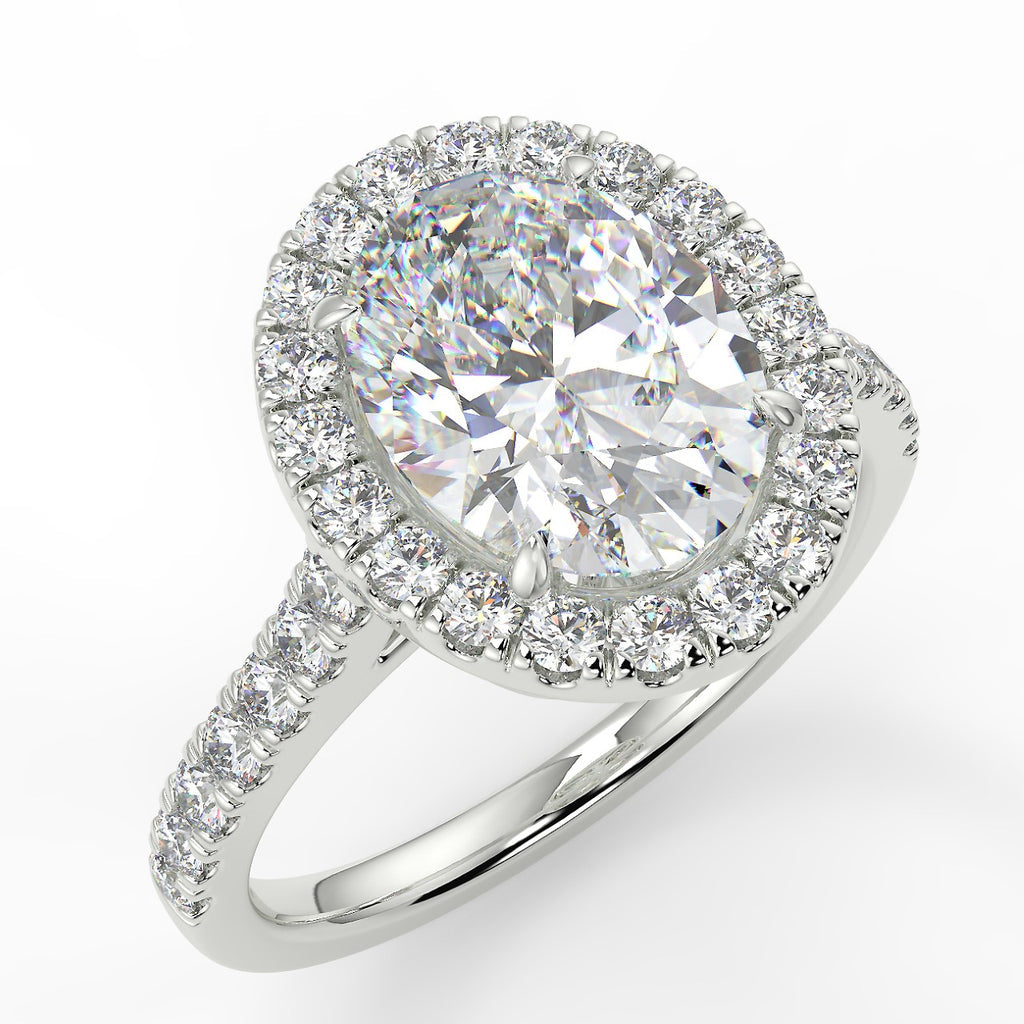 1.91 CT Oval Moissanite Halo Engagement Ring