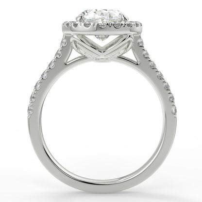 1.91 CT Oval Moissanite Halo Engagement Ring