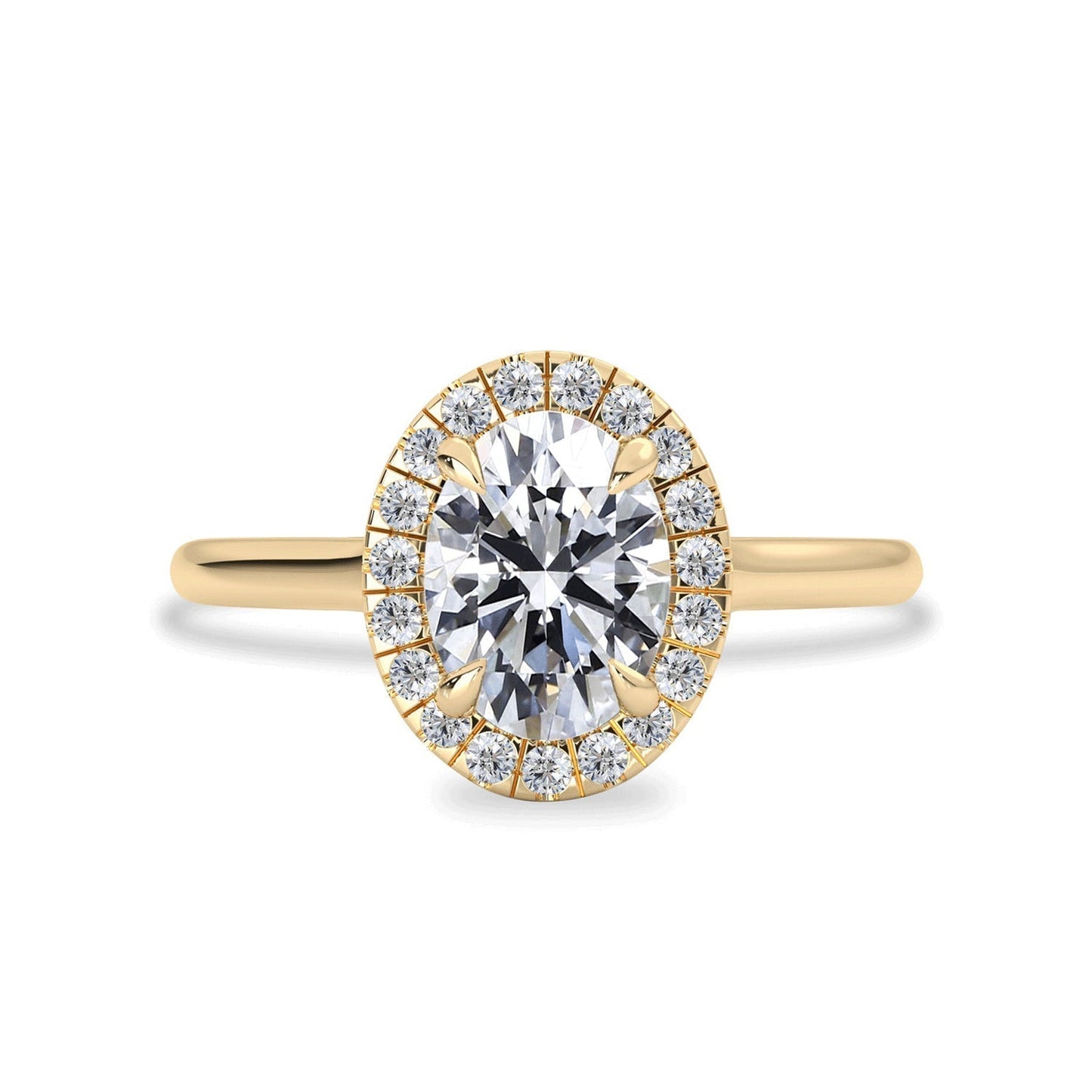 1.25 CT Oval Moissanite Halo Engagement Ring