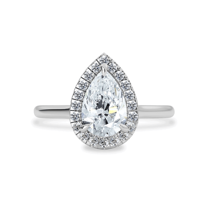 1.30 CT Pear Moissanite Halo Engagement Ring